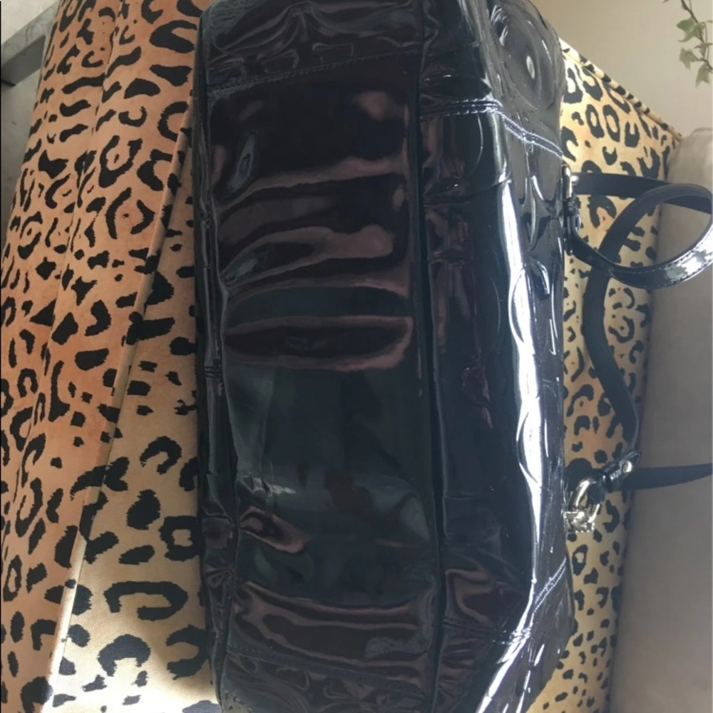 Patent leather coach signature tote